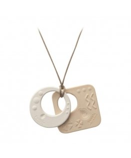 Mochi double pendant teether, 3 months+. Composition: 51% rice / Mochi Teething Jewelry Double Pendant