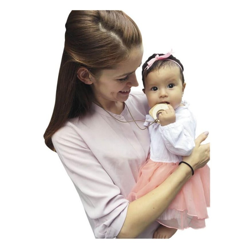 Mochi double pendant teether, 3 months+. Composition: 51% rice / Mochi Teething Jewelry Double Pendant – 5