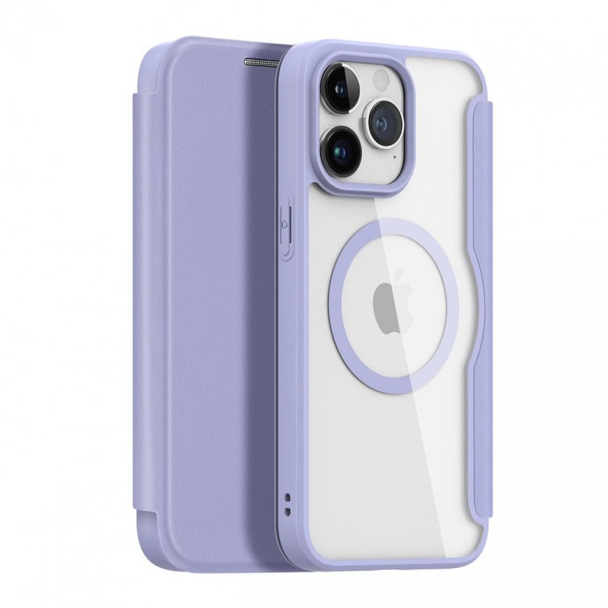 iPhone 15 Pro Max magnetinis MagSafe atverčiamas dėklas Dux Ducis Skin X Pro – violetinė