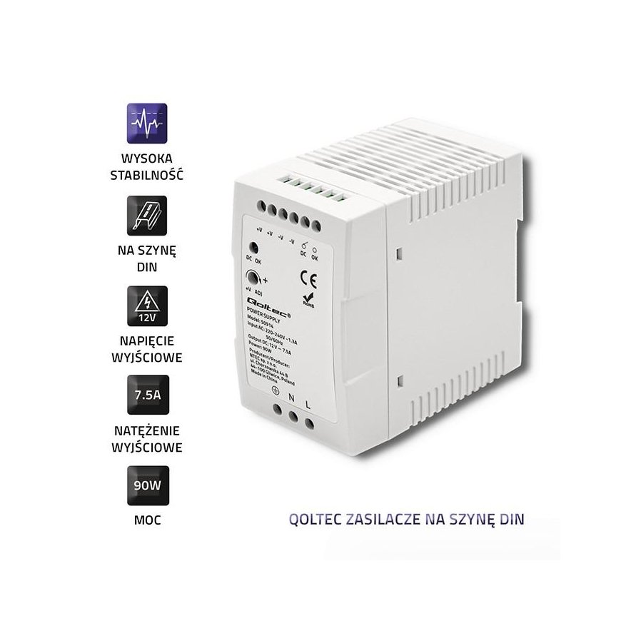Qoltec 50914 DIN Rail Power Supply
