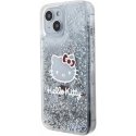 Hello Kitty Liquid Glitter Electroplating Head Logo Case For iPhone 15 Clear