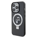 Karl Lagerfeld Ring Stand Karl and Choupette MagSafe Case for iPhone 15 Pro Black