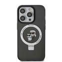 Karl Lagerfeld Ring Stand Karl and Choupette MagSafe Case for iPhone 15 Pro Black