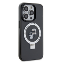 Karl Lagerfeld Ring Stand Karl and Choupette MagSafe Case for iPhone 15 Pro Black