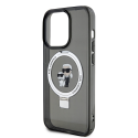Karl Lagerfeld Ring Stand Karl and Choupette MagSafe Case for iPhone 15 Pro Black