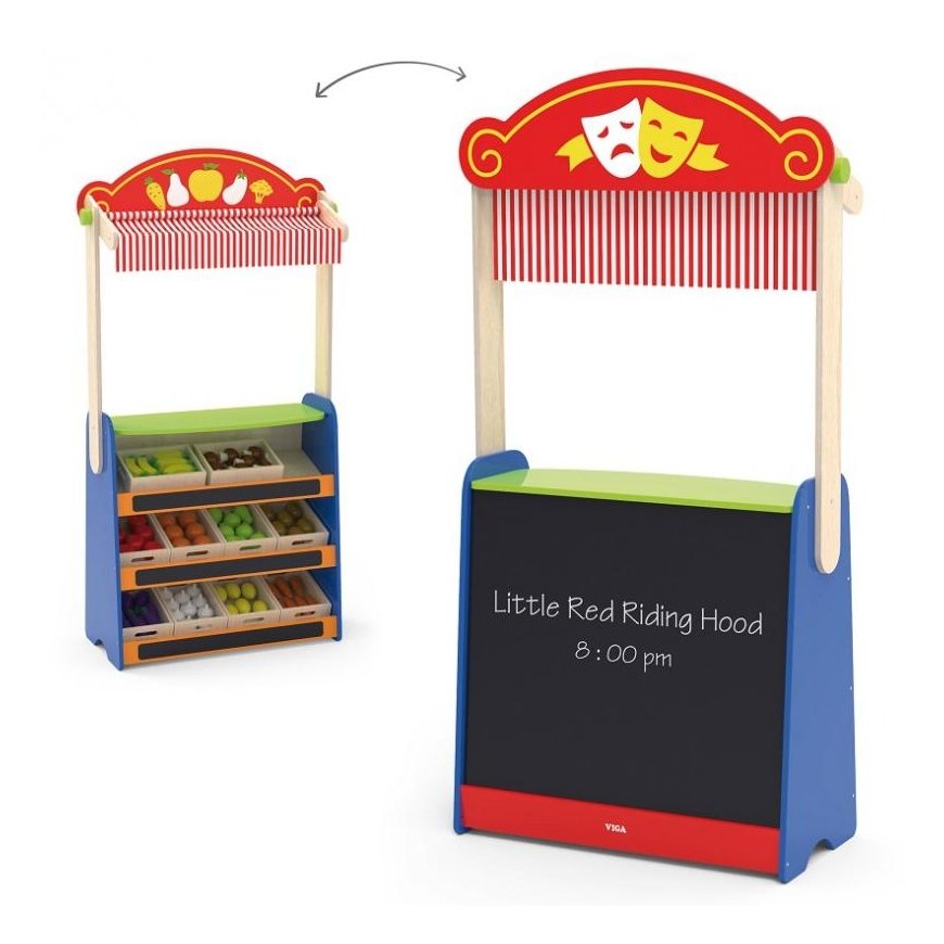 Viga Toys VIGA theater and food store 2in1 – 4
