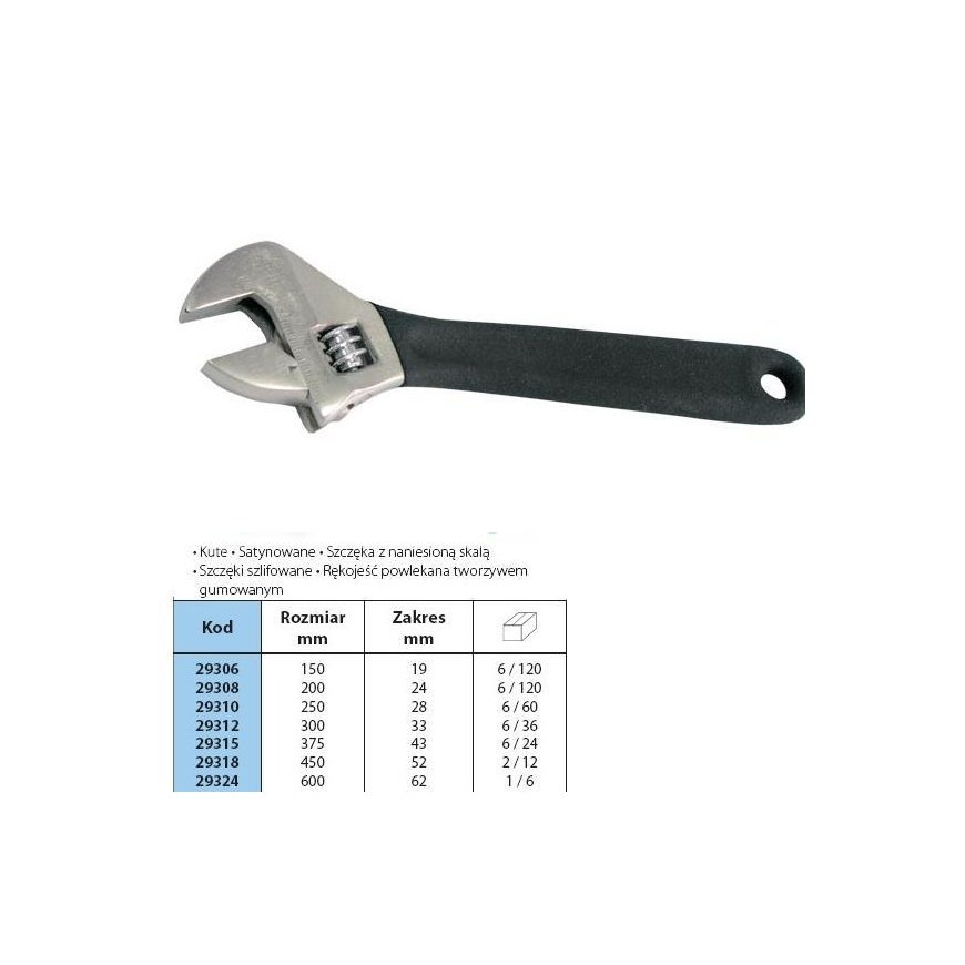 29318 Reguliuojamas veržliaraktis 450mm, maks.: 52mm, Proline – 2