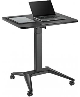 Maclean MC-453 B Mobile Laptop Desk with Pneumatic Height Adjustment, Laptop Table with Wheels, 80 x 52 cm, Max. 8kg, Height Adj