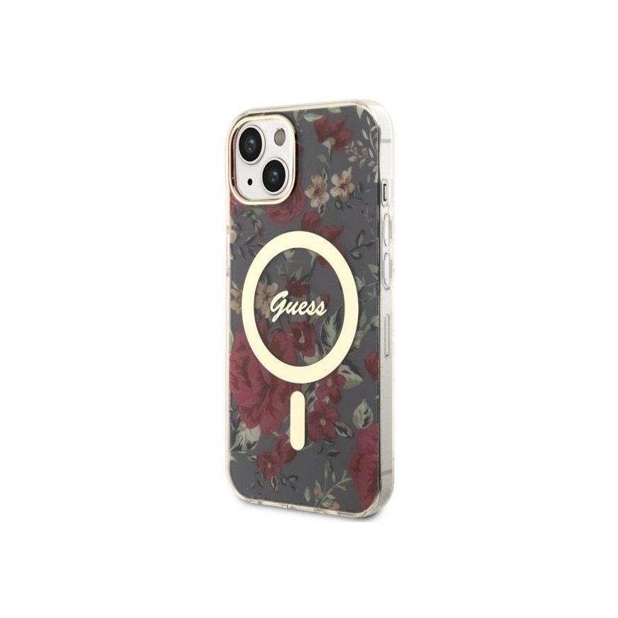 Guess Case for iPhone 14 6.1" GUHMP14SHCFWSA Khaki Hard Case Magsafe IML Flower – 2