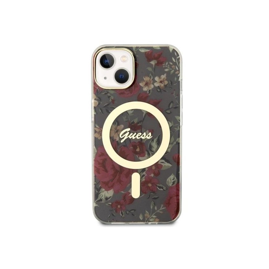 Guess dėklas, skirtas iPhone 14 6,1" GUHMP14SHCFWSA chaki spalvos kietas dėklas Magsafe IML Flower – 3