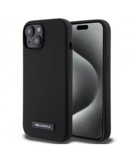 Karl Lagerfeld Liquid Silicone Plaque MagSafe Case for iPhone 15