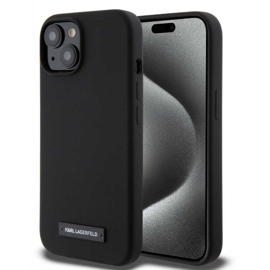 Karl Lagerfeld Liquid Silicone Plaque MagSafe Case for iPhone 15 – 2