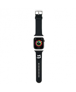 Karl Lagerfeld Strap KLAWLSLCNK Apple Watch 42|44|45|49mm black|black strap 3D Rubber Choupette Head