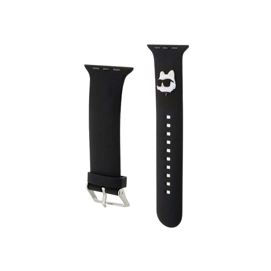 Karl Lagerfeld Strap KLAWLSLCNK Apple Watch 42|44|45|49mm black|black strap 3D Rubber Choupette Head – 3