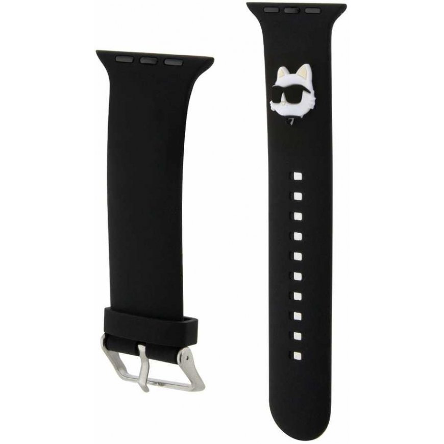Karl Lagerfeld Strap KLAWLSLCNK Apple Watch 42|44|45|49mm black|black strap 3D Rubber Choupette Head – 5
