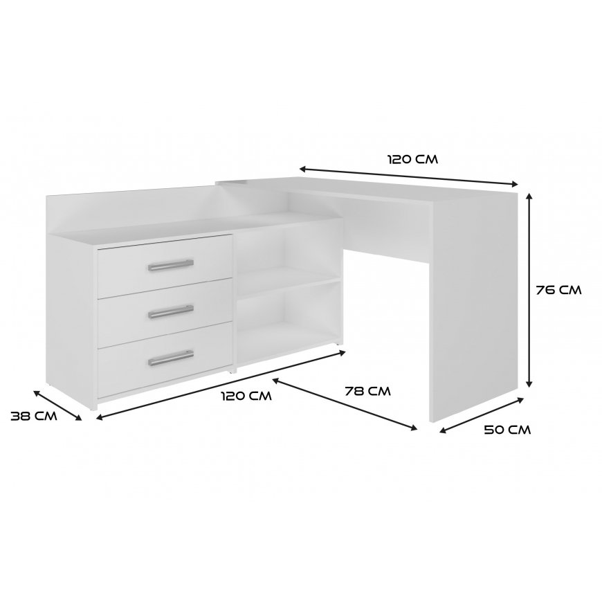 Topeshop DANY BIEL KPL computer desk White – 4