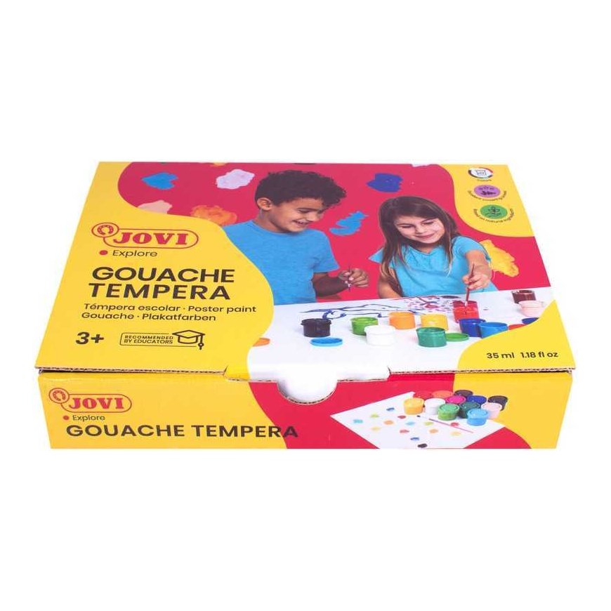 Guašas JOVI TEMPERA, 35 ml, 12 spalvų rinkinys su teptuku