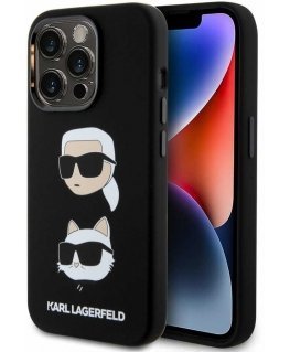 Karl Lagerfeld Liquid Silicone Karl and Choupette Heads Case for iPhone 15 Pro Black
