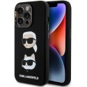 Karl Lagerfeld Liquid Silicone Karl and Choupette Heads Case for iPhone 15 Pro Black