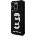 Karl Lagerfeld Liquid Silicone Karl and Choupette Heads Case for iPhone 15 Pro Black