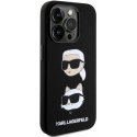 Karl Lagerfeld Liquid Silicone Karl and Choupette Heads Case for iPhone 15 Pro Black