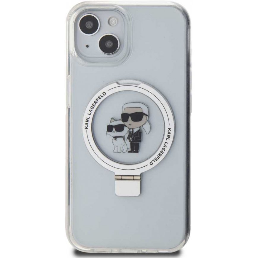 Karl Lagerfeld Ringstand Karl ir Choupette MagSafe dėklas, skirtas iPhone 15 Baltas – 2