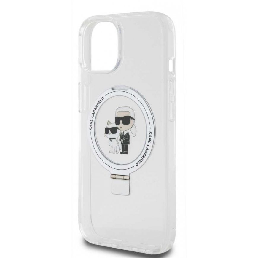 Karl Lagerfeld Ringstand Karl and Choupette MagSafe Case for iPhone 15 White – 4