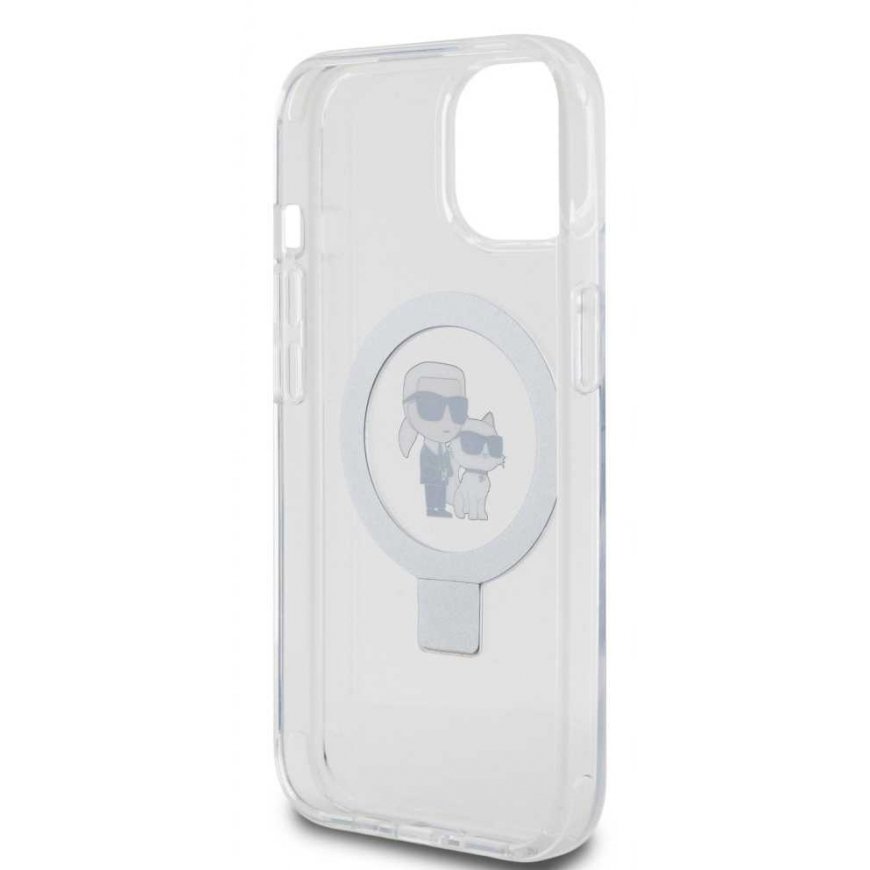 Karl Lagerfeld Ringstand Karl and Choupette MagSafe Case for iPhone 15 White – 5