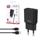 XO L92С charger | 12W | 2.4A + USB-C cable 1m black XO L92С charger | 12W | 2.4A + USB-C cable 1m black