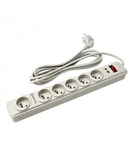 Power strip Powerton Powerton 6 sockets 3 m white