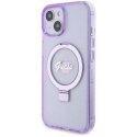 Guess IML Ring Stand Glitter MagSafe Case for iPhone 15 Plus Purple