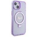 Guess IML Ring Stand Glitter MagSafe Case for iPhone 15 Plus Purple