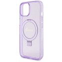 Guess IML Ring Stand Glitter MagSafe dėklas, skirtas iPhone 15 Plus Violetinė