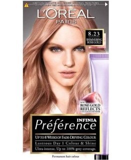 „L'Oreal Paris Recital Preference“ plaukų dažai 8.23 „Shimmering Rose“.