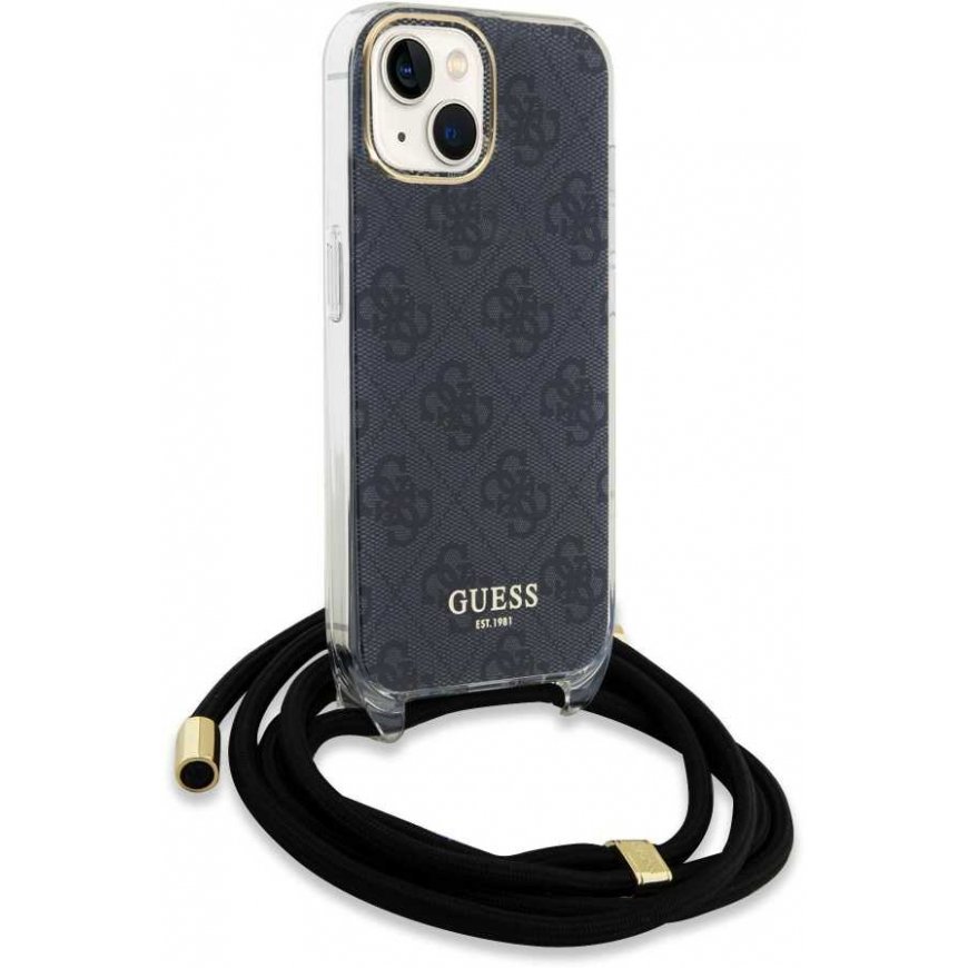 Case Guess IML 4G Printed Crossbody Case for iPhone 15 Black