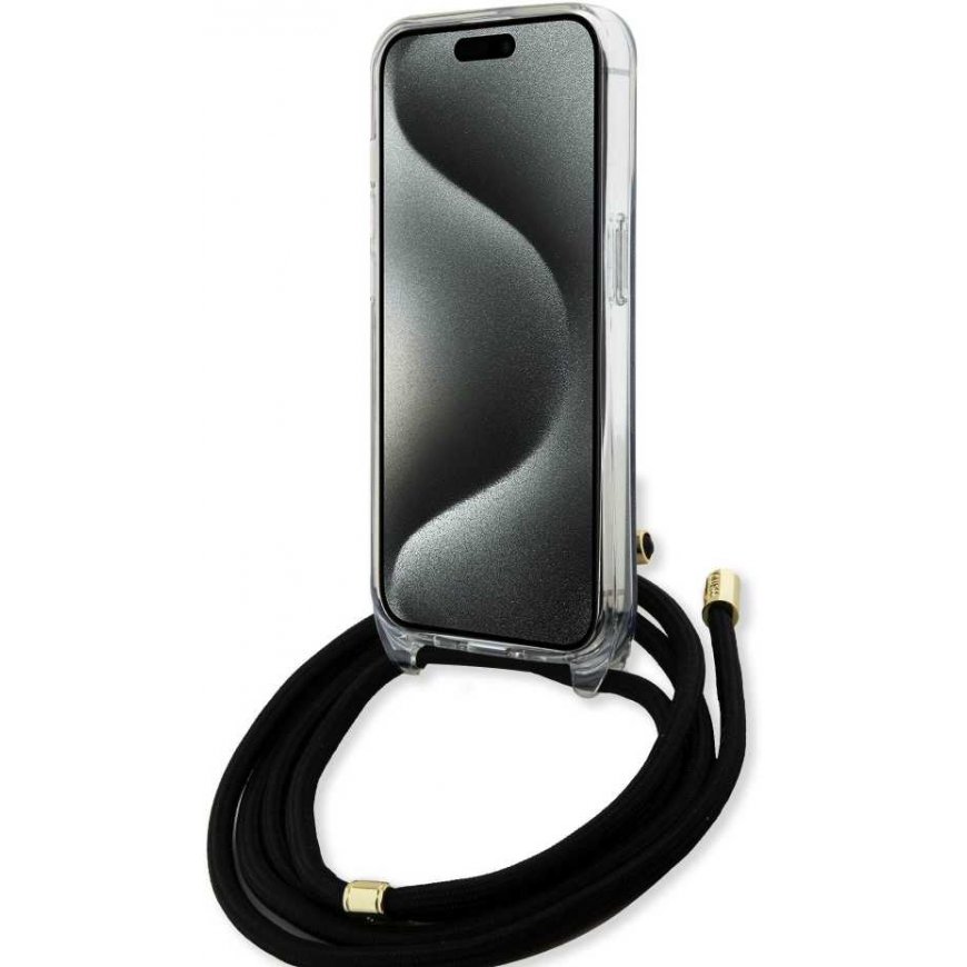 Case Guess IML 4G Printed Crossbody Case for iPhone 15 Black – 2