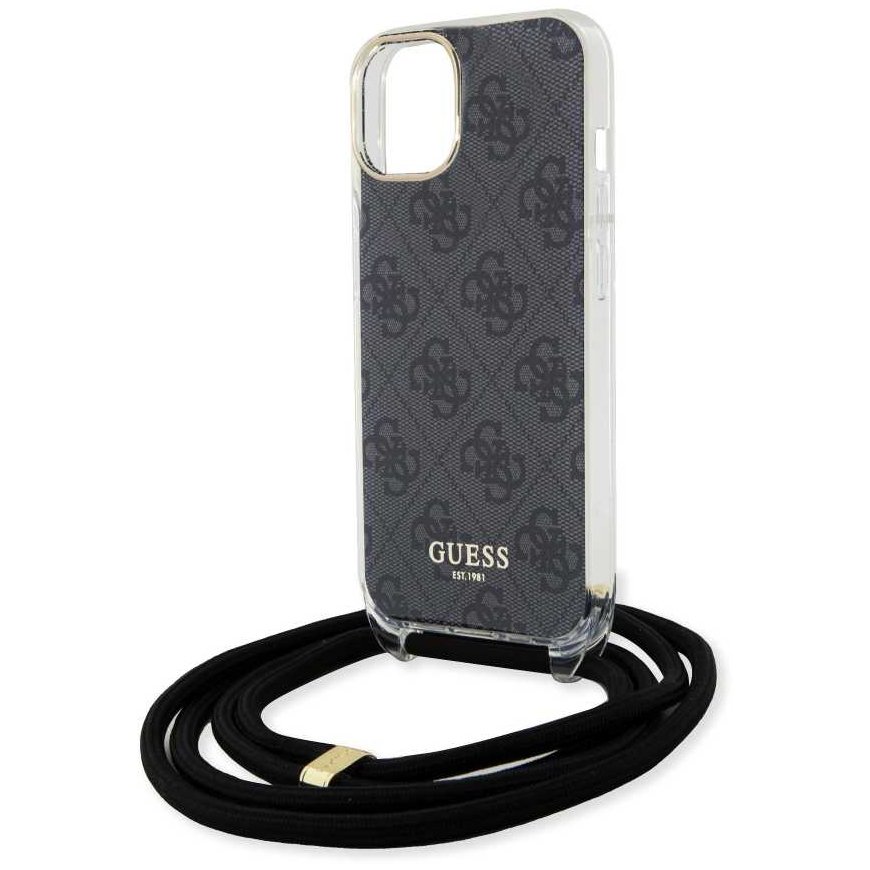 Dėklas Guess IML 4G Printed Crossbody Case for iPhone 15 Juodas – 3