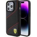 Ferrari PU Leather Perforated Sloping Case for iPhone 15 Pro Black
