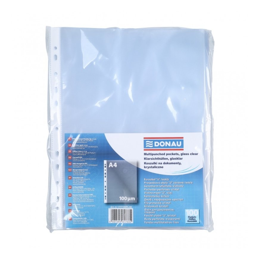 Donau Document sleeves DONAU, PP, A4, crystal, 100 microns, 100 pcs.