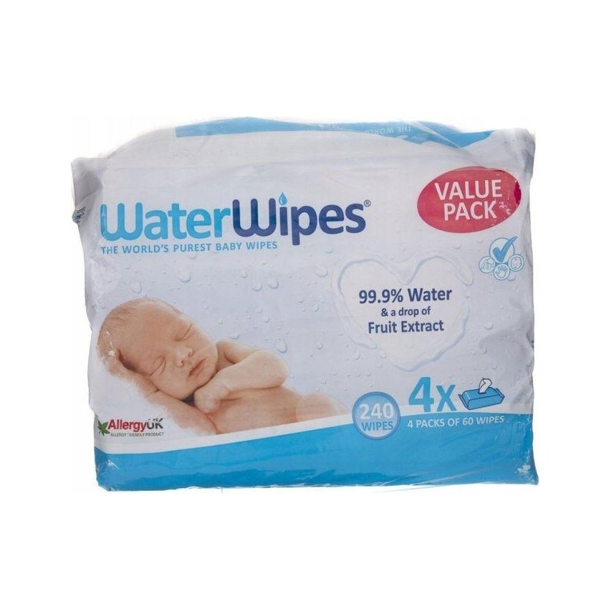WATER WIPES Vater Wipes BIO, vandens drėkinamos servetėlės, 60szt.x4