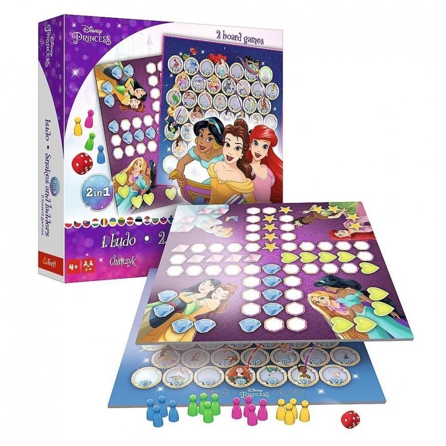 Disney Princess Trefl Chinese/Snakes and Ladders 2 in 1 game, Disney Princesses – 4