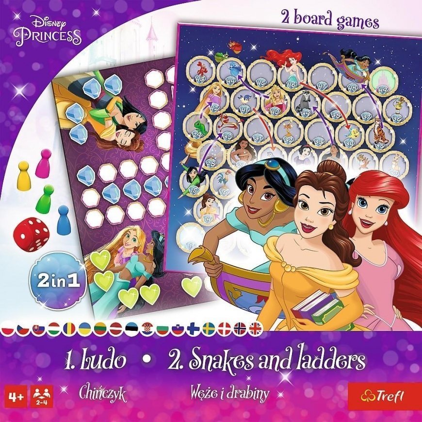 Disney Princess Trefl Chinese/Snakes and Ladders 2 in 1 game, Disney Princesses – 5