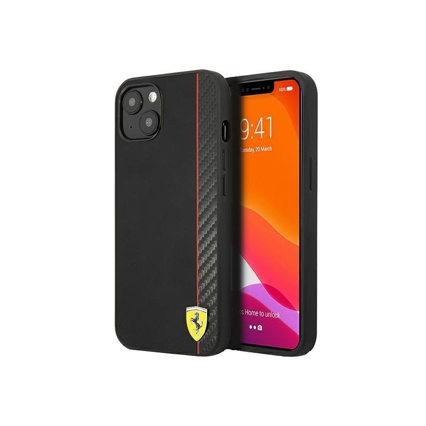 Ferrari FESAXHCP13SBK iPhone 13 mini 5.4 Black/Black On Track Carbon Stripe Hard Case