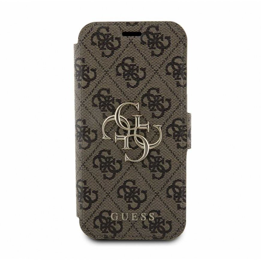 Guess PU Leather 4G Metal Logo Case for iPhone 15 Pro Brown – 3