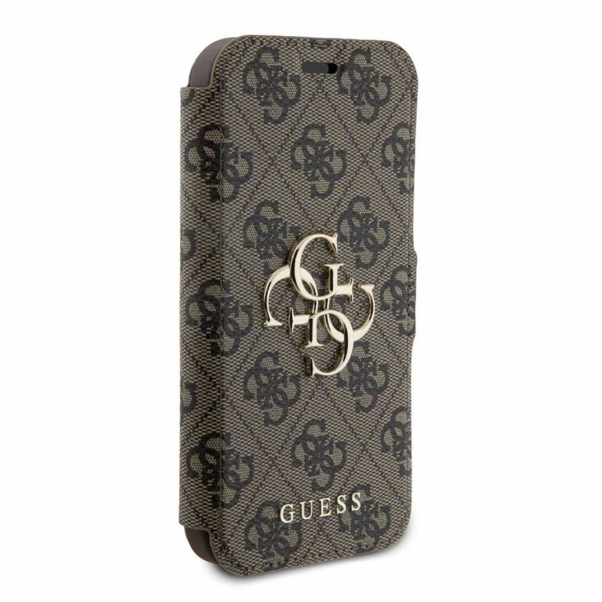 Guess PU Leather 4G Metal Logo Case for iPhone 15 Pro Brown – 4