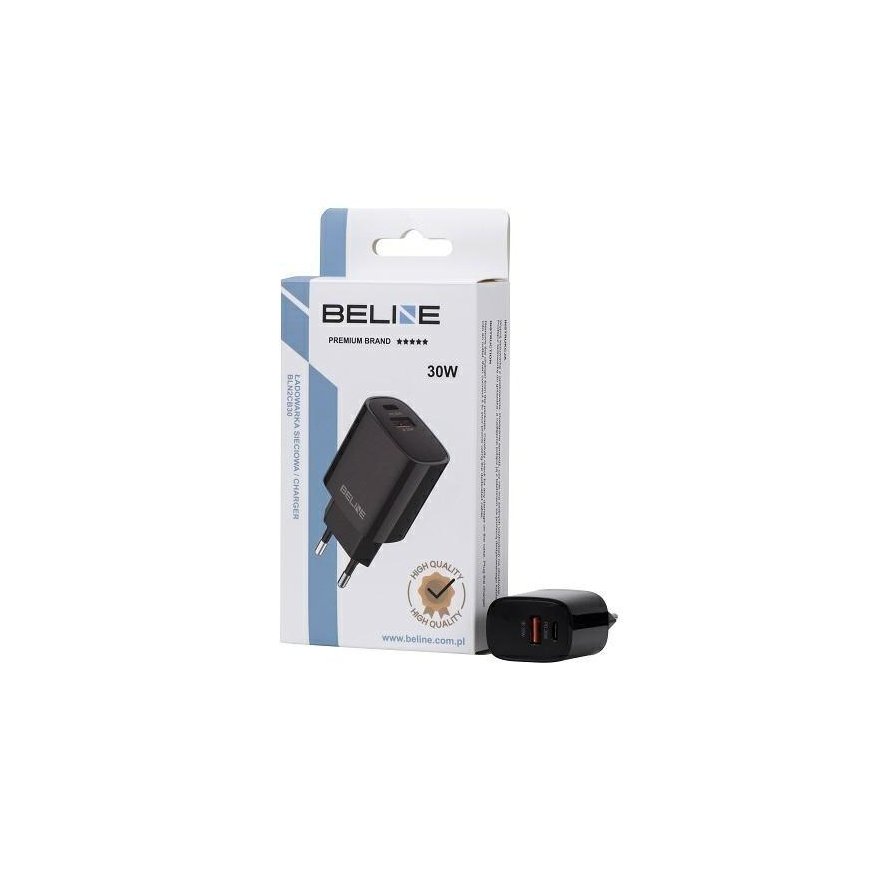 Beline Įkroviklis jungiama į tinklą 30W GaN USB-C + USB-A, juoda – 3