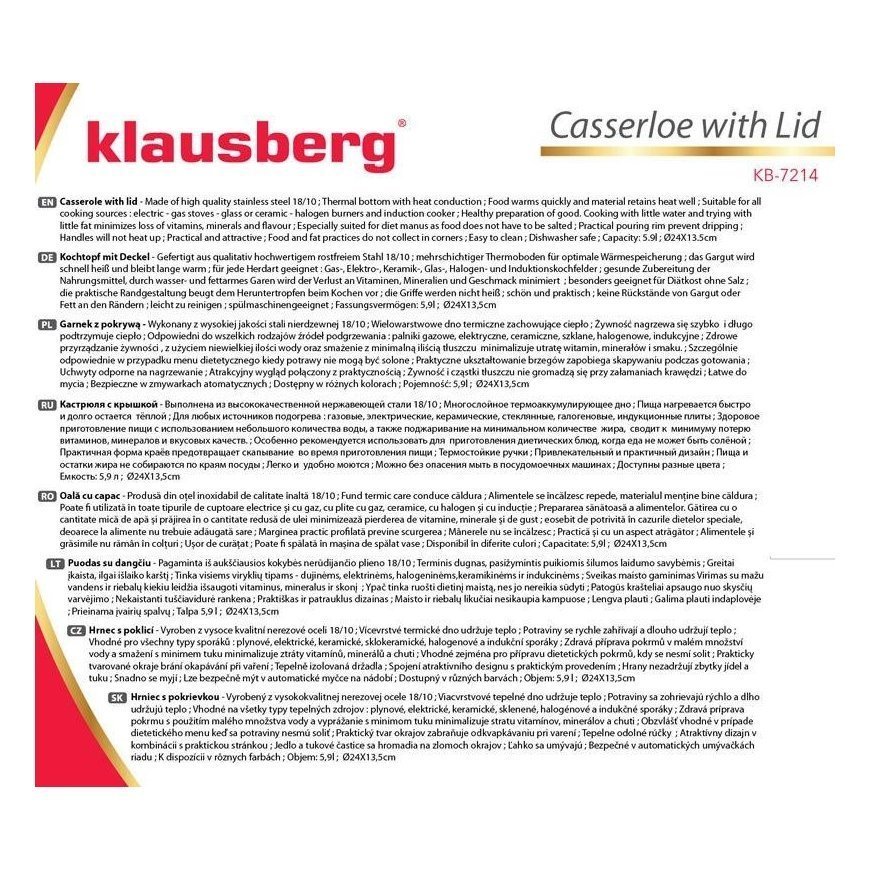 POT WITH LID 2.5L KLAUSBERG KB-7212 – 4