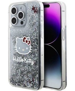 Hello Kitty Liquid Glitter Electroplating Head Logo Case For iPhone 15 Pro Max Clear