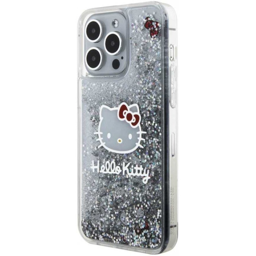 „Hello Kitty Liquid Glitter“ galvanizavimo galvutės logotipo dėklas, skirtas „iPhone 15 Pro Max“, skaidrus – 2