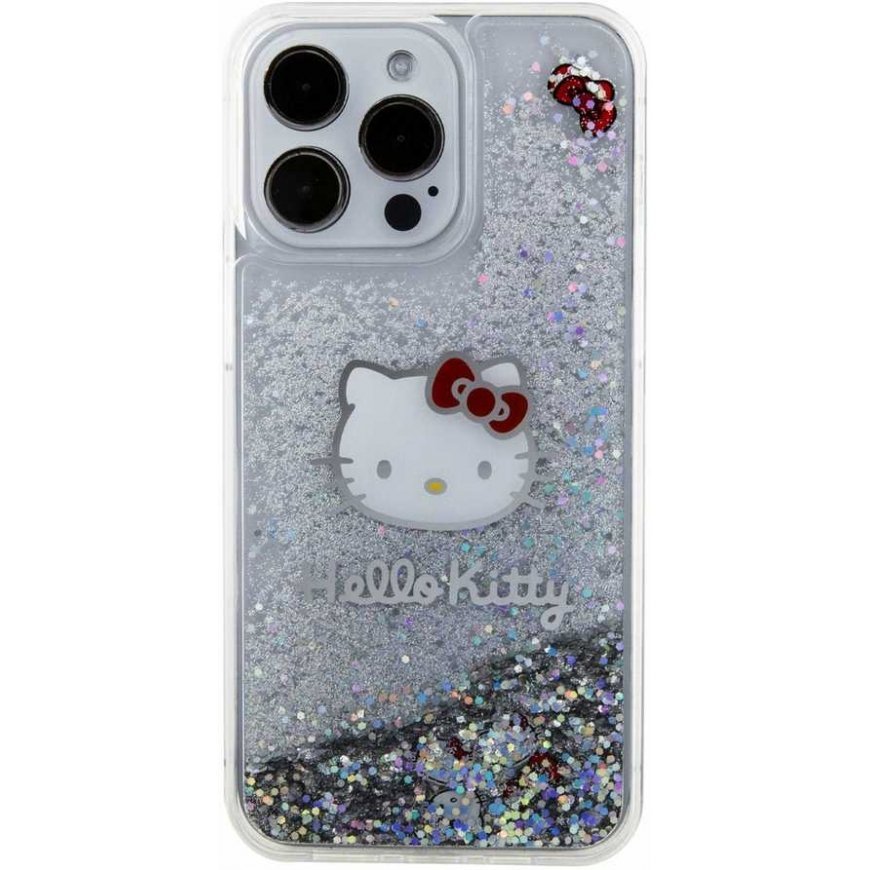 Hello Kitty Liquid Glitter Electroplating Head Logo Case For iPhone 15 Pro Max Clear – 3